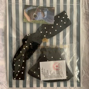 Lele Sadoughi Jet Pearl Face Mask and Headband Set